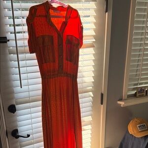 Elegant Orange Sheer Dress